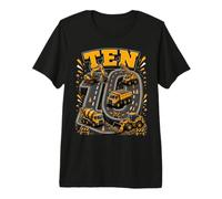 Ten 10yr 10th Birthday Construction Truck 10 Year Old Gifts Premium T-Shirt