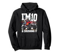 Ten 10yr 10th Birthday Monster Truck 10 Year Old Boys Gifts Pullover Hoodie
