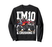Ten 10yr 10th Birthday Monster Truck 10 Year Old Boys Gifts Sweatshirt
