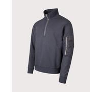 Ten c Mens Garment Dyed Diagonal Fleece Quarter Zip Sweatshirt - Colour: 968 Grey Smog - Size: Medium