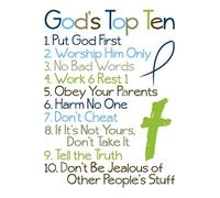 Ten Commandments Bible Verse God's Top Ten for Kids Aluminum Signs Funny Tin Sign Metal Art Poster Gift Home Cafe Bar Wall Decor Room Door Accessories 8x12 inch