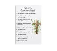 Ten Commandments Christian Canvas Wall Art, Vintage Aesthetic Poster, Printing for Apartment Bedroom Living Room Decor08x12inch(20x30cm)