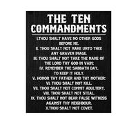 Ten Commandments Rustic Wall-Art, King James Bible Verses Print on Canvas, Christian Home Office Decor for Living Room and Classroom(Unframed,16x24inch(40x60cm))