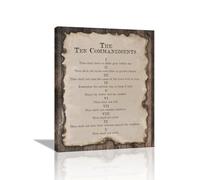 Ten Commandments Wall Art 10 Commandments Pictures Wall Decor Christian Painting Prints Bible Verse Framed Artwork Religious Canvas Home Decoration for Bedroom Living Room Office 16"x20"