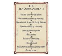 Ten Commandments Wall Art Metal Sign Bible Verse Decor 12x8 Inch