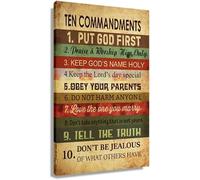 Ten Commandments Wall Art Motivational Hallway Wall Art Home Decor Painting Bathroom Artwork Wall Hanging Kitchen Decor Poster Metal Tin Sign 12x8 in