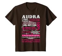 Ten Facts About Women Audra First Name T-Shirt, Youth, Brown, Medium
