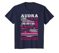 Ten Facts About Women Audra First Name T-Shirt, Youth, Navy Blue, 2T