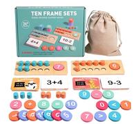 Ten Frame Counting Toys - Math Number Board, Wooden Hands on Addition & Subtraction Trainer, Early Learning Teaching Materials | Educational STEM Tool for Students, Preschoolers & Visual Arithmetic