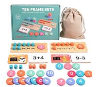 Ten Frame Math Cards - Educational Counting Manipulative Set, Arithmetic Frame Learning Tool, Addition Subtraction Practice Kit | Classroom Homeschool Teaching Aid For Elementary First Second Grade