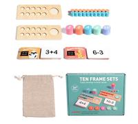 Ten Frame Maths Set, Wooden Board with Ten Frames | Manipulative Math Tray, Math Manipulation Learning Materials for the Classroom of Preschool Teachers for 3 to 5 Years