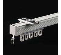 TEN-HIGH Curtain Single Tracks, Aluminium Ceiling Mounted Curtain Tracks System, Room Divider-Ceiling Curtain Track Rail for Living Room Bedroom with Roller Hooks (Ivory white,2pc*2.5m)