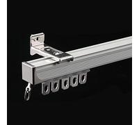 TEN-HIGH Curtain Single Tracks, Aluminium Wall Mounted Curtain Tracks System, Room Divider-Wall Curtain Track Rail for Living Room Bedroom with Roller Hooks (Ivory white,2pc*2.4m)