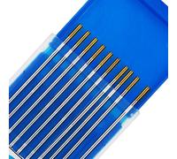 TEN-HIGH TIG Tungsten Electrodes, Lanthanum 1.5%, WL15(Gold) Lanthanum Tungsten Electrode, 2.4mm x150mm 10pcs Pack.