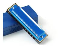 Ten-hole Blues Harmonica C-key Beginner Professional 10-hole Blues Harmonica(Blue)