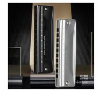 Ten-hole C-key blues harmonica for beginners professional harmonica(Black)