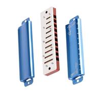 Ten Hole Harmonica Professional F Key And Other Keys Blue And Black Instrument Playing Practice harmonica Professional Instrument(10 D Blue)