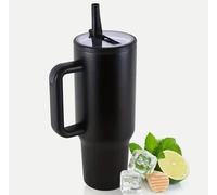 Ten Little (Brand), 40oz/1183ml Tumbler with Handle & Flip Straw | Stainless Steel Travel Coffee Mug | Insulated Thermal Cup | Hot & Cold Drinks Water Bottle | BPA-Free (Black)
