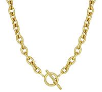TEN MIRO 18k Chunky Gold Necklace for Women Sweatproof, Non Tarnish Chunky Statement Chain Necklaces Thick Gold Paperclip Link Chain Necklace Stacks Toggle Clasp Necklaces, Brass, No Gemstone
