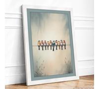 Ten on a Wire Minimalist Framed Wall Art Print A2 (59.4×42cm) White, Wall Decor for Living Room, Bedroom, Office & Home, Ready to Hang, Art Gift