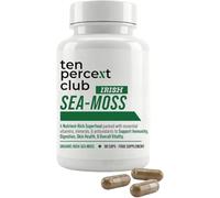 Ten Percent Club Irish Sea Moss Capsules, Immune Support & Health - Raw Sea Moss Supplement, Thyroid Function, Skin Vitality, Nutrient Absorption, Natural Superfood Blend - 90 Capsules