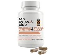 Ten Percent Club Unwind & Sleep, Mushroom Complex for Stress & Rest - Natural Sleeping Aid, Ashwagandha, L-Theanine, Zinc Capsules, Deep Relaxation & Nighttime Recovery Support - 90 Capsules