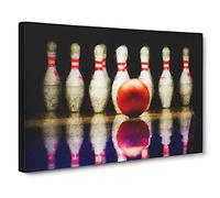 Ten Pin Bowling Canvas Print | Gallery Wrapped 30mm Frame Wall Art | 30x20 inches | Ready to Hang | Modern Picture | Living Room Bedroom Lounge Office