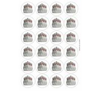 Ten Pin Bowling Pins Circular Matt Paper Stickers A4 Sheet of 24 (Each Sticker is 45mm Diameter)