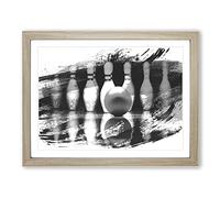 Ten Pin Bowling V1 Modern Framed Print | A4 Oak Framed Wall Art | Ready to Hang | Modern Nature Picture | Living Room Bedroom Lounge Office