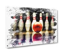 Ten Pin Bowling V3 Canvas Print | Gallery Wrapped 30mm Frame Wall Art | 20x14 inches | Ready to Hang | Modern Picture | Living Room Bedroom Lounge Office