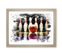 Ten Pin Bowling V3 Modern Framed Print | A4 Oak Framed Wall Art | Ready to Hang | Modern Nature Picture | Living Room Bedroom Lounge Office