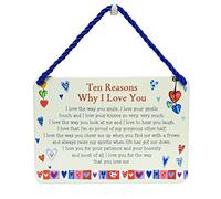 Ten Reasons Why I Love You - Rolled Tin Plaque with Coloured Cord