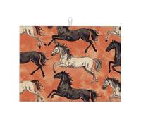 Ten Thousand Horses Galloping Large Microfiber Dish Draining Mat Reusable Washable Dish Drainer Pad Rack Mat for Kitchen Accessory 18x24 Inch