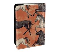 Ten Thousand Horses Galloping Printed Passport Holder,Travel Pu Leather Passport Cover Case Organiser for Men Women,6.5 Inch