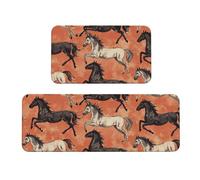 Ten Thousand Horses Galloping Rug Cushioned Kitchen Rugs Sets Of 2 Comfort Standing Mat For Home Decor Sink,Kitchen Mats For Floor Non Slip Washable ，Laundr 17"X47"+17"X30"