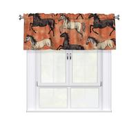 Ten Thousand Horses Galloping Short Kitchen Curtains For Windows 52" W X 18" L Light Filtering Small Cafe Curtain Valance 3'' Rod Pocket Window Treatments (1 Panel)