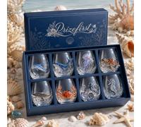 Ten Treasure 12oz Artisanal Blue Ringed Octopus Glassware, 3D Ocean Animal Artisan Glassware Collection for Fresher Sips, Coastal Elegance & Elevated Home Bar (One Set)