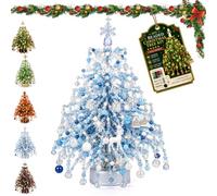 Ten Treasure 2027 New DIY Beaded Christmas Tree Kit, Crystal Holiday Craft Set for Adults with Colorful Beads, Ornament Charms with Metal Frame, Handmade Tabletop Christmas Decor (#E)