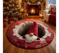Ten Treasure 3D Optical Illusion Christmas Rug, 3D Christmas Optical Illusion rugs, Round Floor Carpet Swirl Rug, Funny Santa Claus Non-slip Mats, Nonslip Mat for Cozy Holiday Home Decor (#D,23.6in)