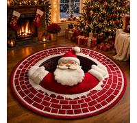 Ten Treasure 3D Optical Illusion Christmas Rug, 3D Christmas Optical Illusion rugs, Round Floor Carpet Swirl Rug, Funny Santa Claus Non-slip Mats, Nonslip Mat for Cozy Holiday Home Decor (#B,31.5in)