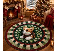 Ten Treasure 3D Optical Illusion Christmas Rug, 3D Christmas Optical Illusion rugs, Round Floor Carpet Swirl Rug, Funny Santa Claus Non-slip Mats, Nonslip Mat for Cozy Holiday Home Decor (#G,31.5in)