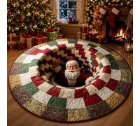 Ten Treasure 3D Optical Illusion Christmas Rug, 3D Christmas Optical Illusion rugs, Round Floor Carpet Swirl Rug, Funny Santa Claus Non-slip Mats, Nonslip Mat for Cozy Holiday Home Decor (#A,55.1in)