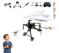 Ten Treasure Rc Paper Airplane Kit with Gyro Stabilizer, DIY Electric Remote Control Plane, Dual Propellers Rc Plane Kit, Lightweight Foldable Electric Remote Control Paper Plane (Three Electrics)