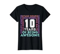Ten Year Old Birthday, 10 Years Old, Tenth, 10th Birthday Value Graphic T-Shirt, Women, Black, M