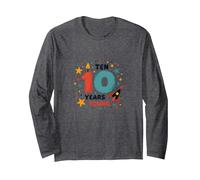 Ten Years Young: Stellar 10th Birthday Celebration Long Sleeve T-Shirt, Adult Unisex, Dark Heather Grey, M