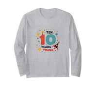 Ten Years Young: Stellar 10th Birthday Celebration Long Sleeve T-Shirt, Adult Unisex, Heather Grey, M