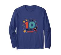 Ten Years Young: Stellar 10th Birthday Celebration Long Sleeve T-Shirt, Adult Unisex, Navy, XL