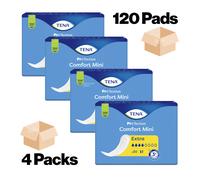 TENA Comfort Mini Extra - 4 Packs of 30 - Women's Small Shaped Incontinence Pads
