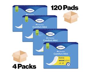 TENA Comfort Mini Extra - 4 Packs of 30 - Women's Small Shaped Incontinence Pads