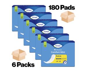 TENA Comfort Mini Extra - 6 Packs of 30 - Women's Small Shaped Incontinence Pads
